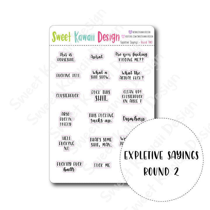 Expletive Sayings Stickers - ROUND TWO