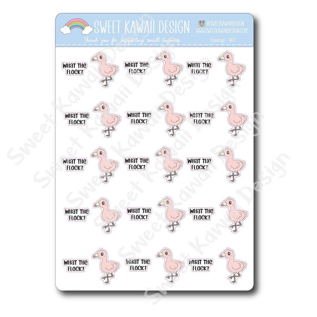Kawaii Flamingo Stickers - WTF