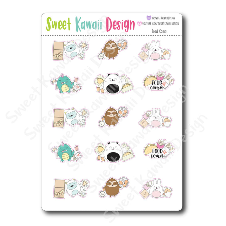 Kawaii Food Coma Stickers