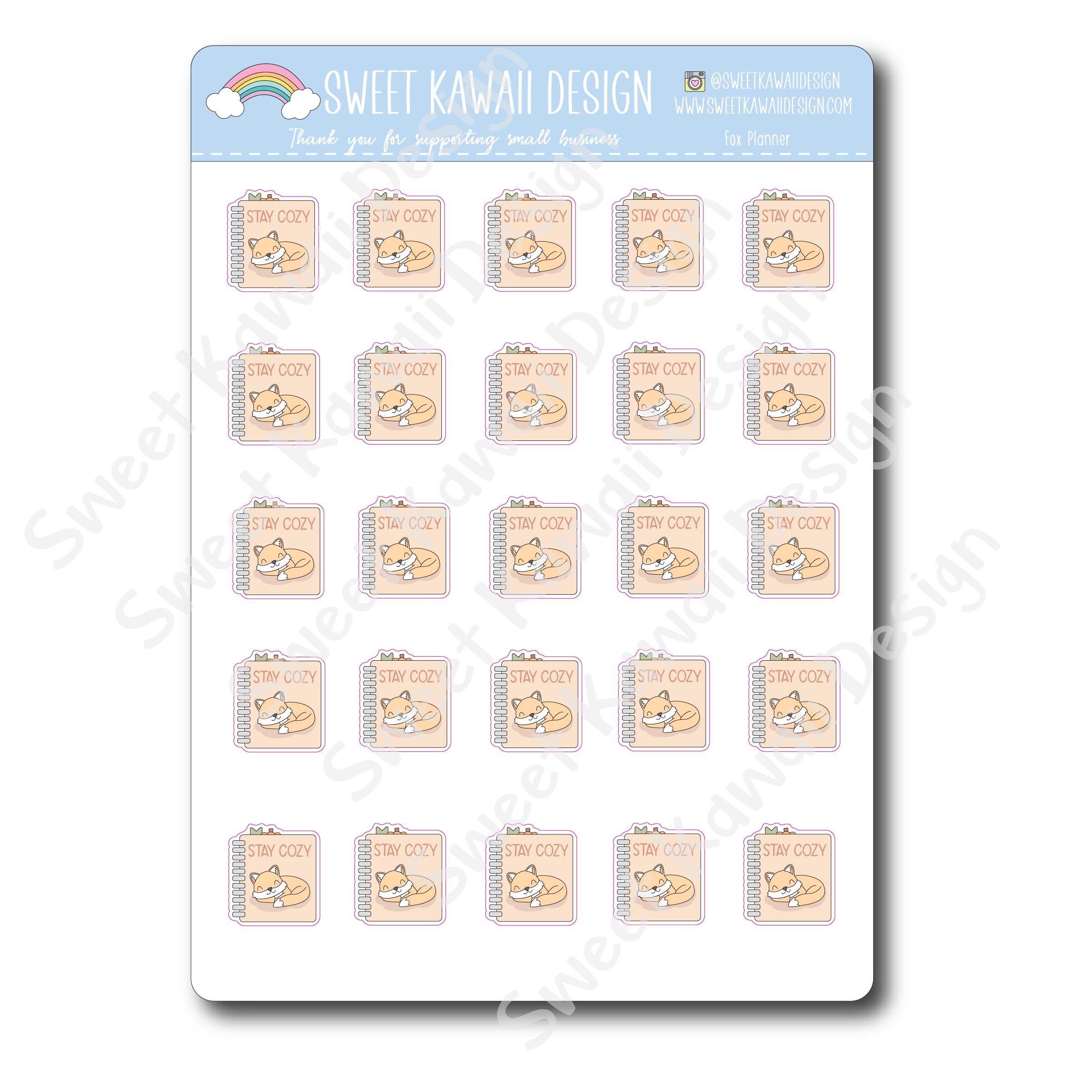Kawaii Fox Planner Stickers