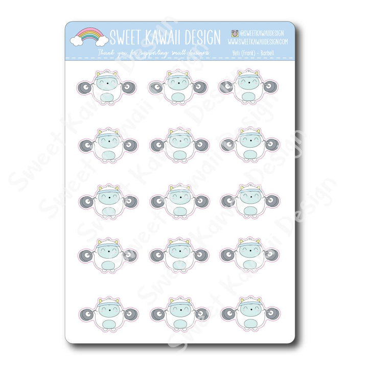 Kawaii Yeti (Frank) Stickers - Barbell
