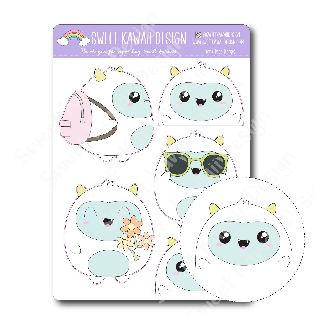 Kawaii Frank Deco (Large) Stickers – Sweet Kawaii Design