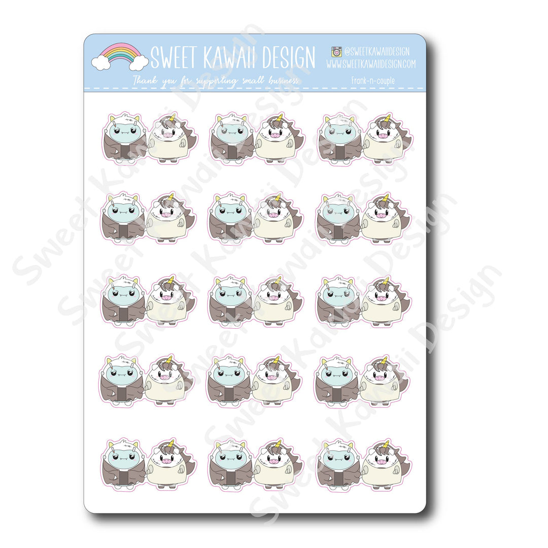 Kawaii Frank-n-couple Stickers
