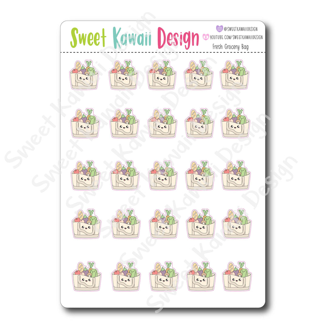 Kawaii Fresh Grocery Bag Stickers