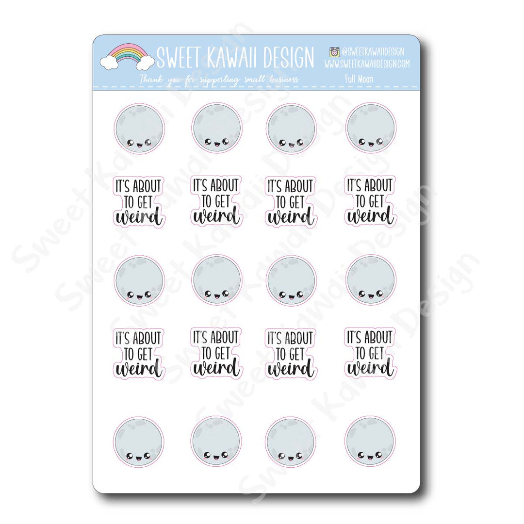 Kawaii Full Moon Stickers