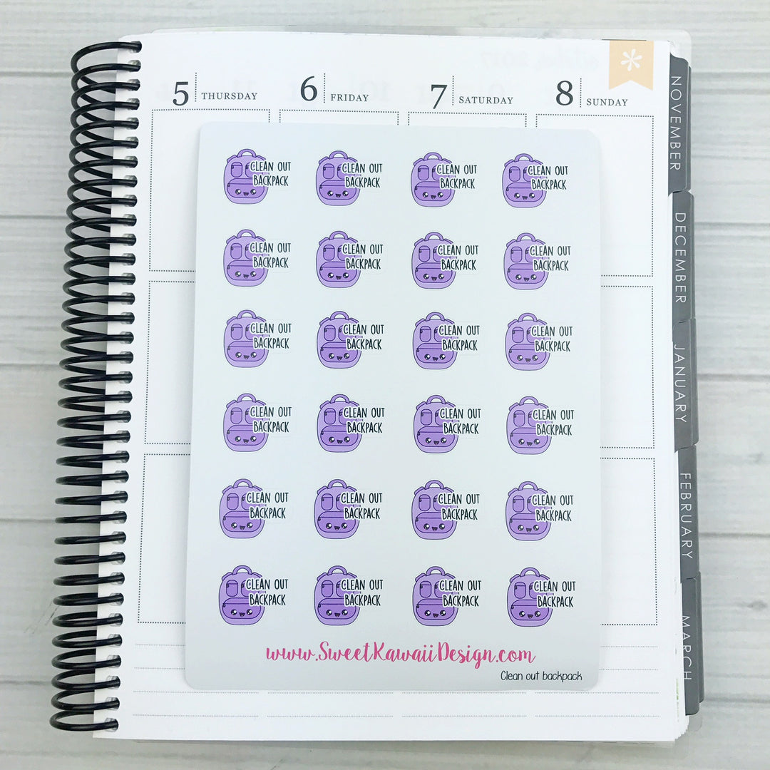 Kawaii Clean Out Backpack Stickers