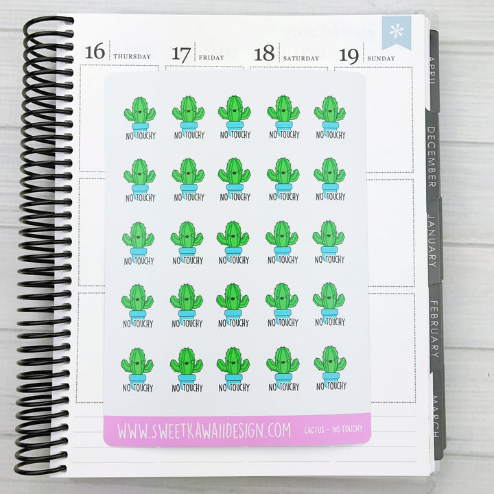 Kawaii Cactus Stickers - No Touchy
