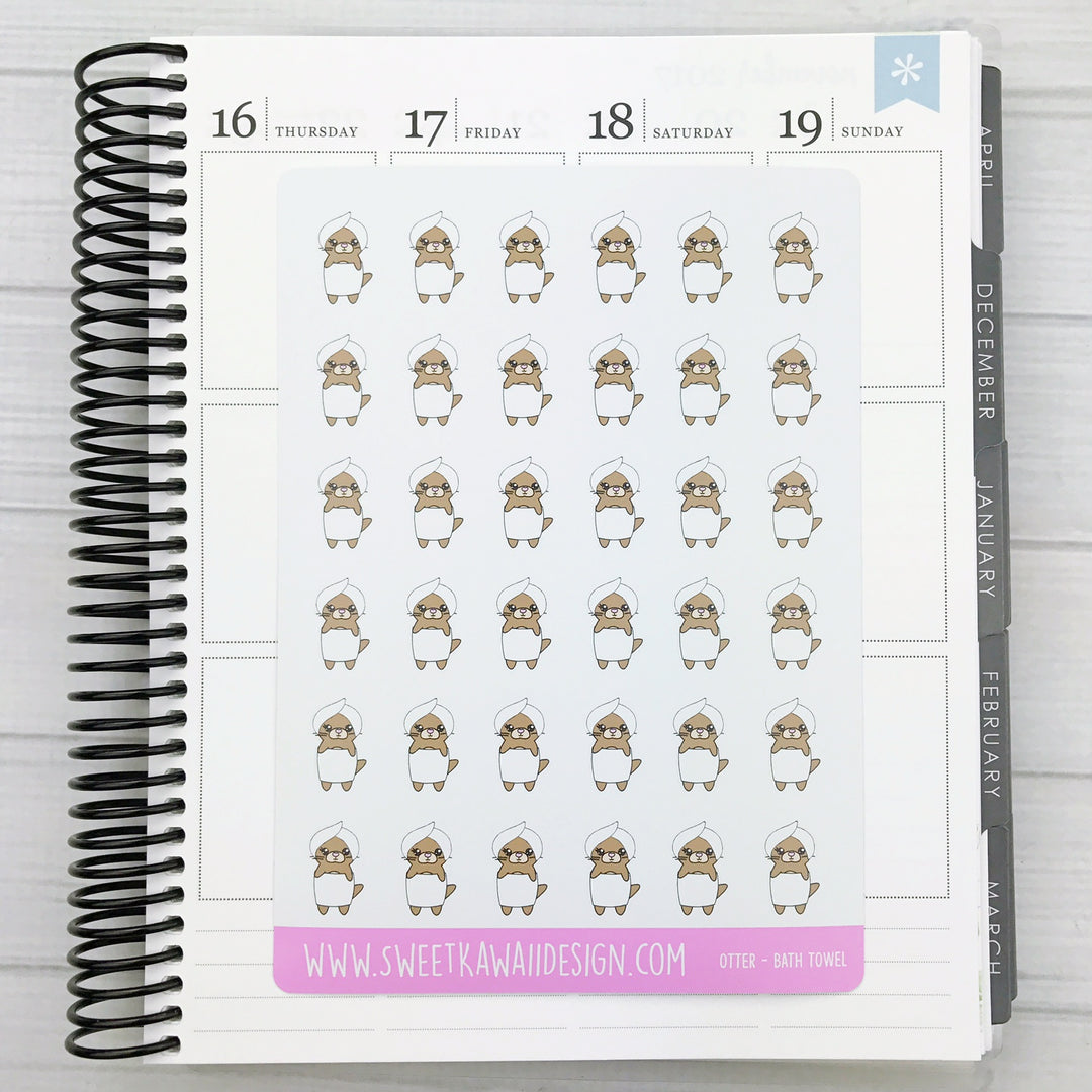 Kawaii Otter Stickers - Bath Towel