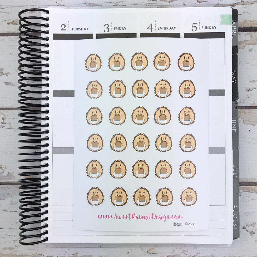 Kawaii Hedgehog Stickers - Groceries