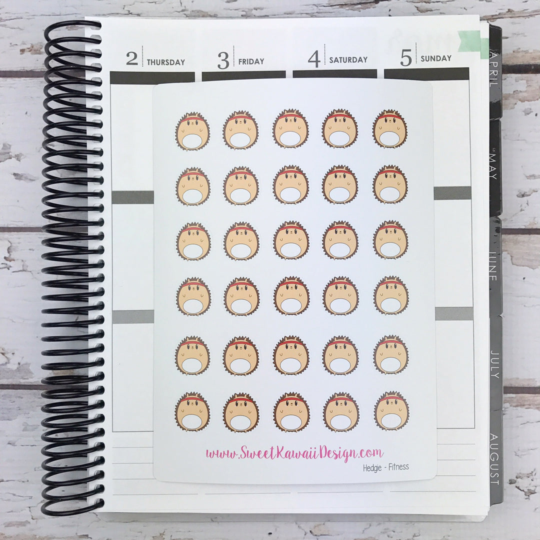 Kawaii Hedgehog Stickers - Fitness