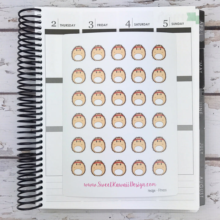 Kawaii Hedgehog Stickers - Fitness