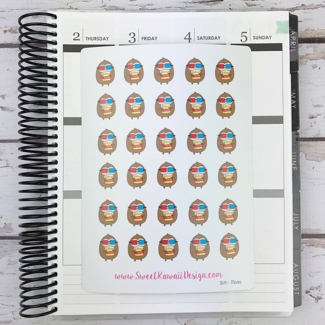Kawaii Sloth Stickers - Movies
