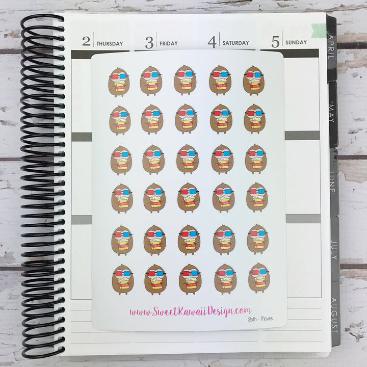 Kawaii Sloth Stickers - Movies