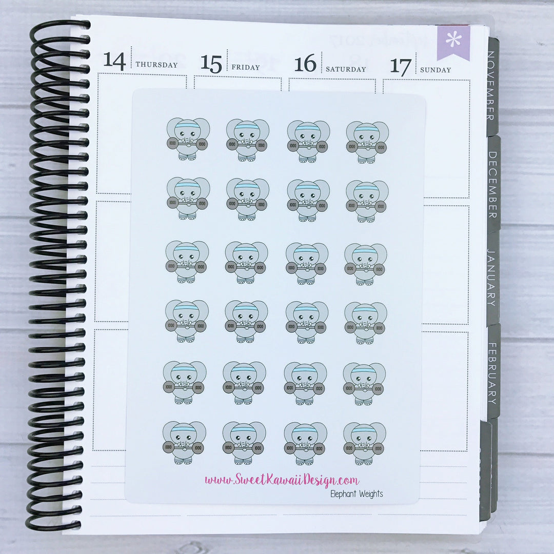 Kawaii Elephant Stickers - Weights