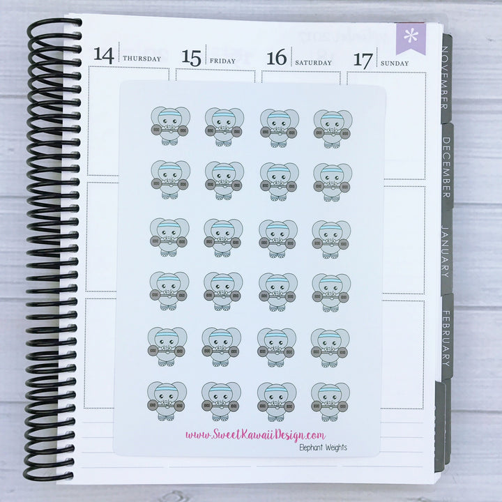 Kawaii Elephant Stickers - Weights