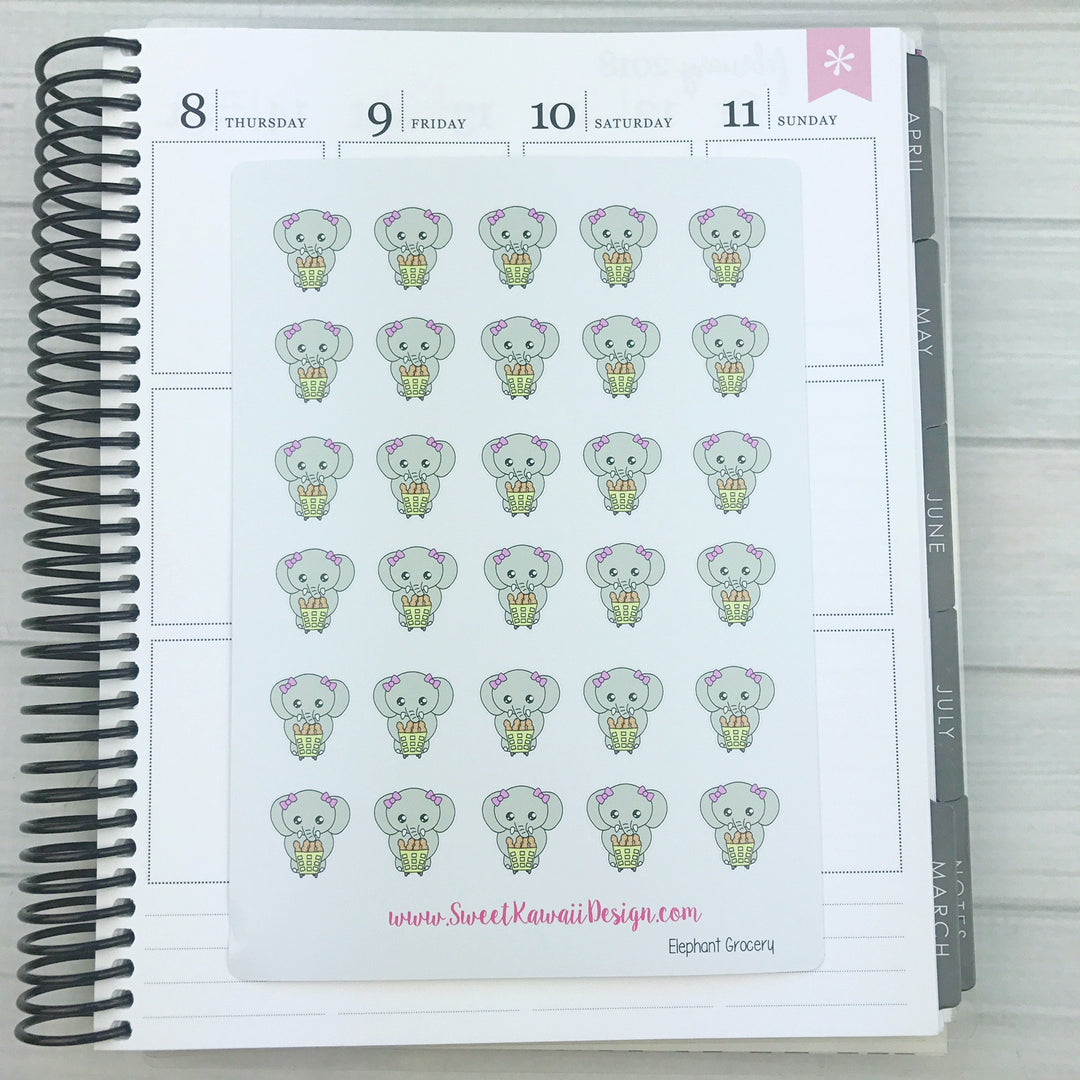 Kawaii Elephant Stickers - Grocery