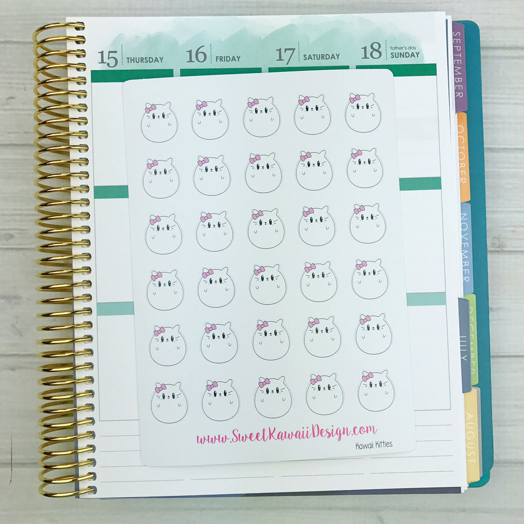 Kawaii Kitty (white) Stickers