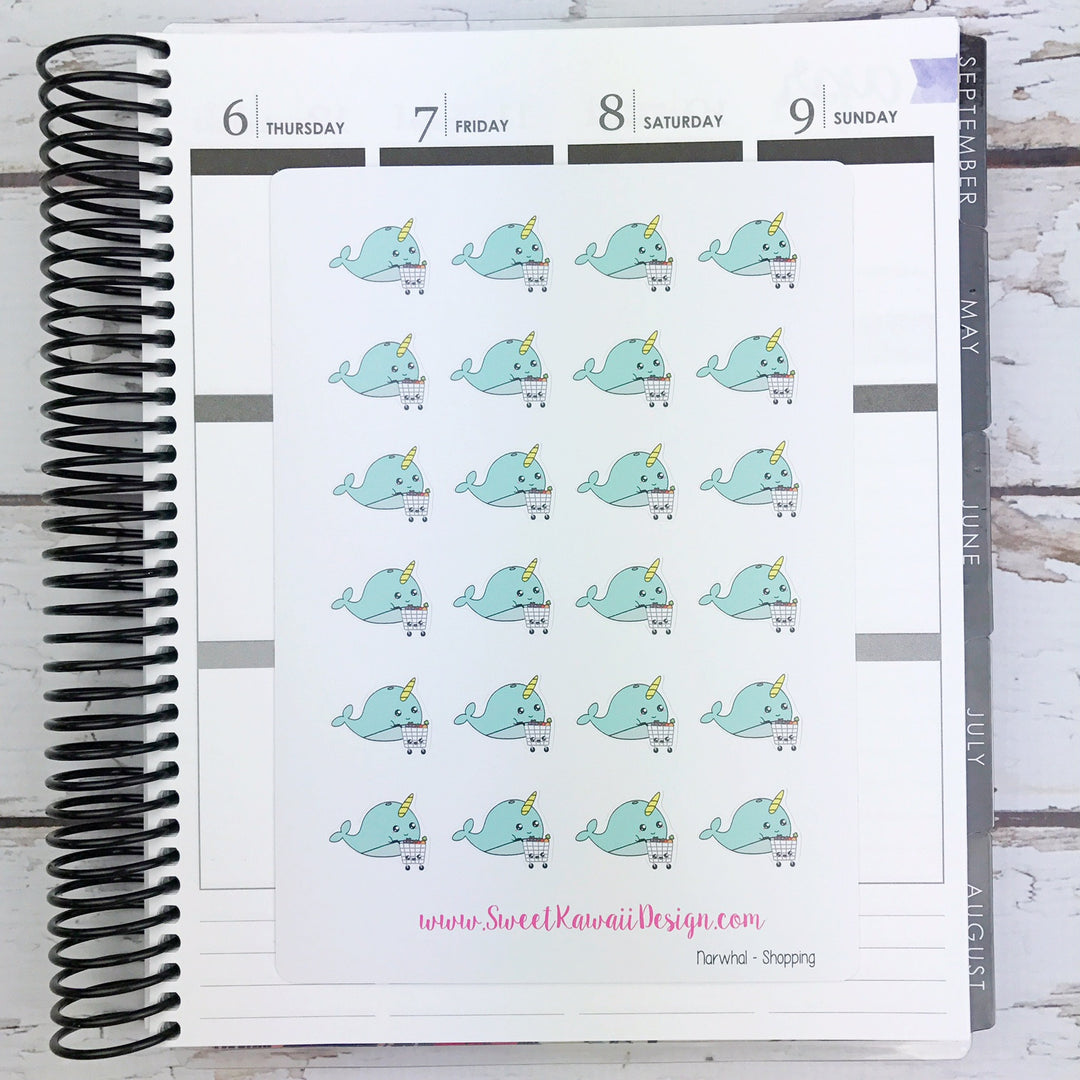 Kawaii Narwhal Stickers - Shopping