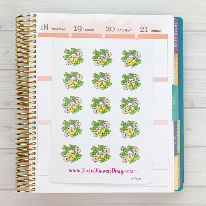 Kawaii No Spend Stickers