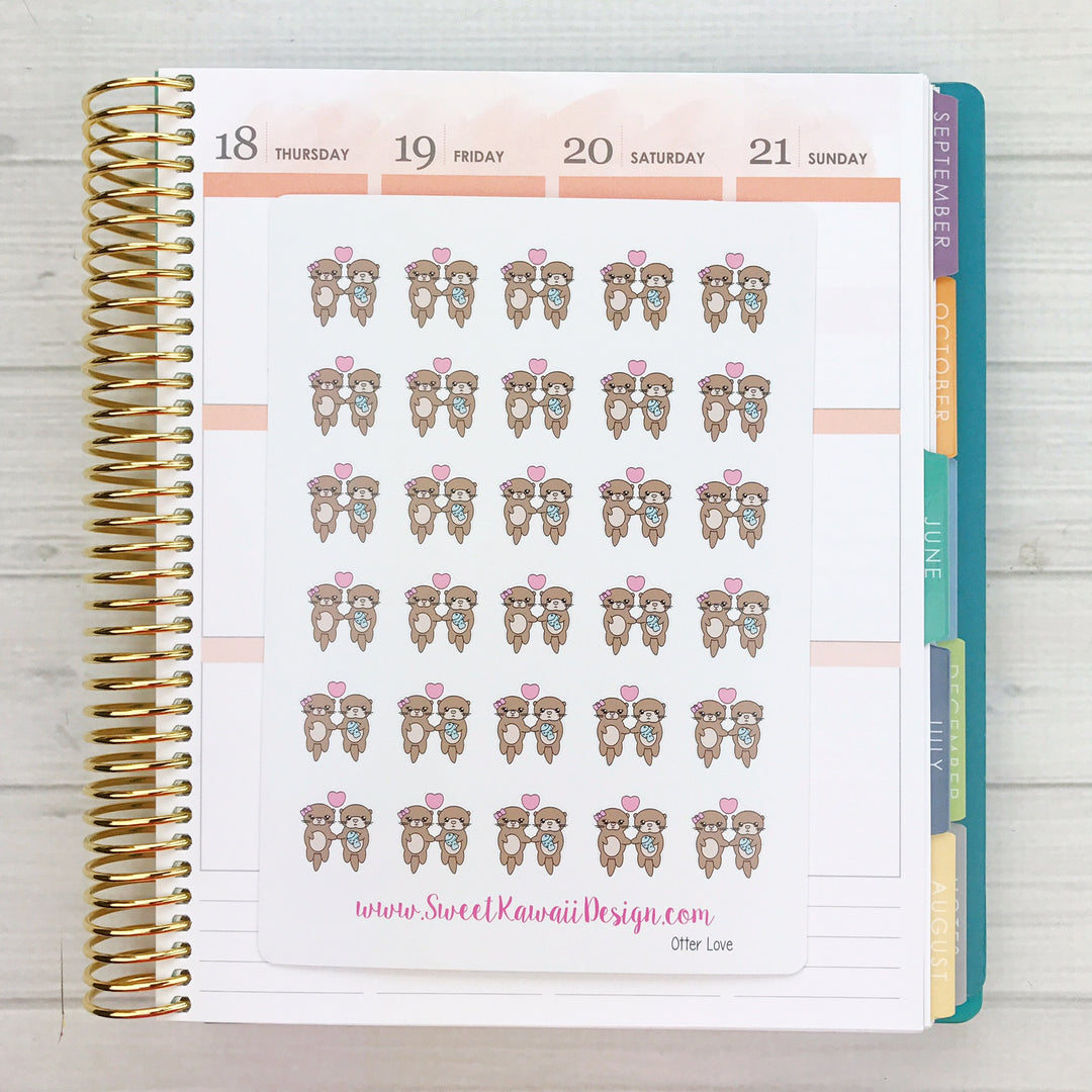 Kawaii Otter Love Stickers