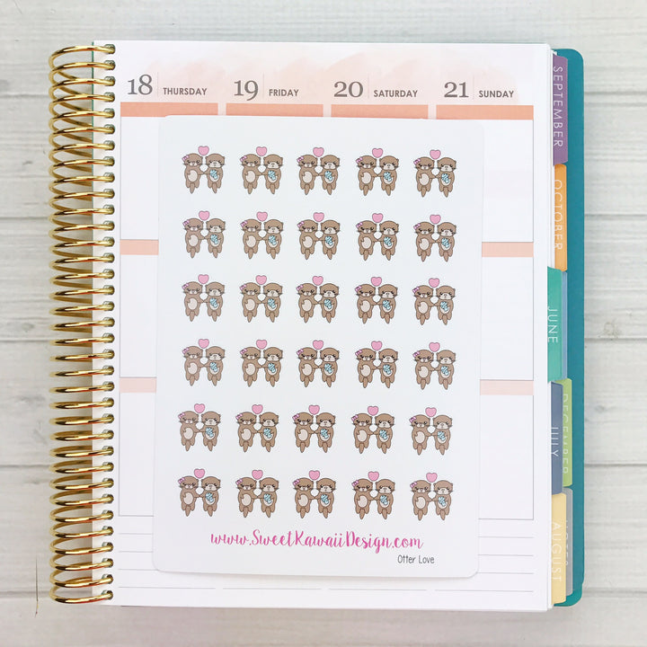 Kawaii Otter Love Stickers