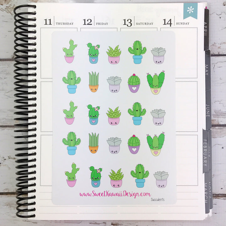 Kawaii Succulent Stickers