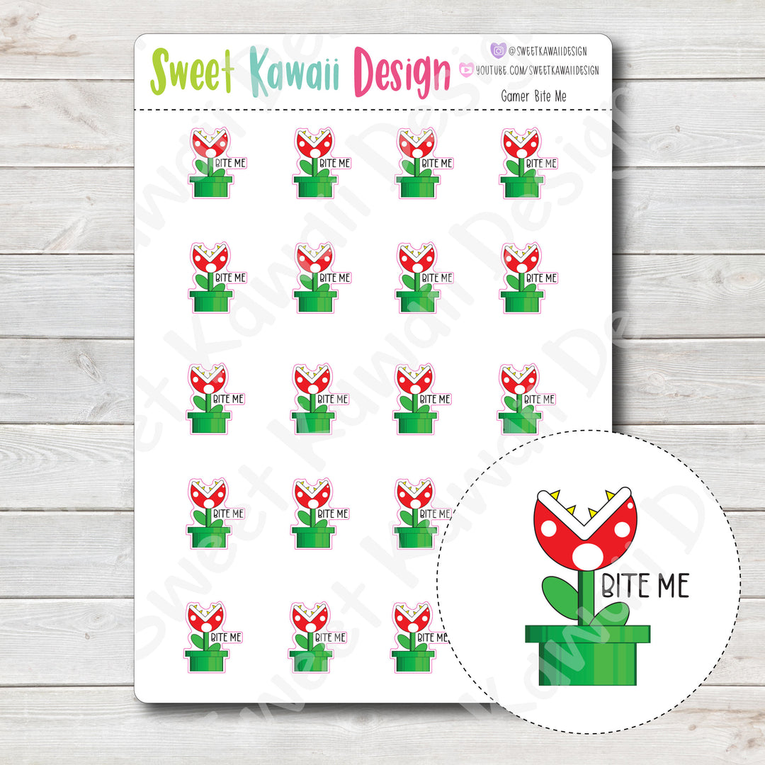 Kawaii Gamer Stickers - Bite Me