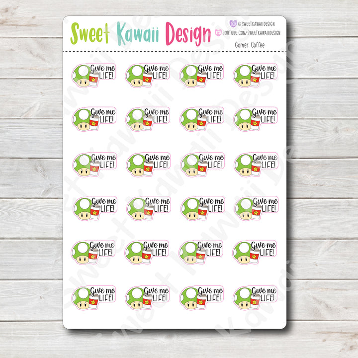 Kawaii Gamer Stickers - Coffee