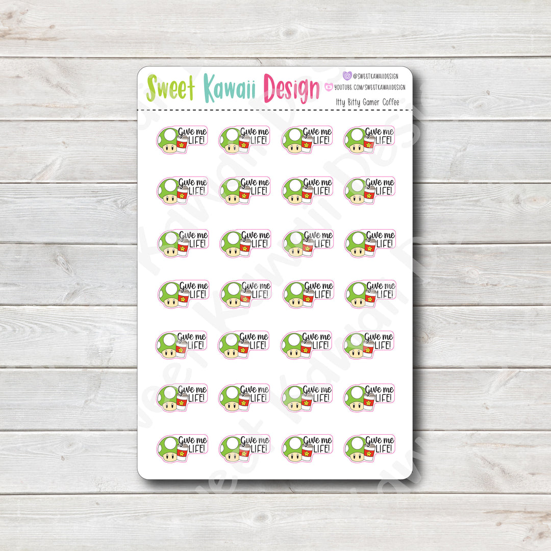 Kawaii Gamer Stickers - Coffee