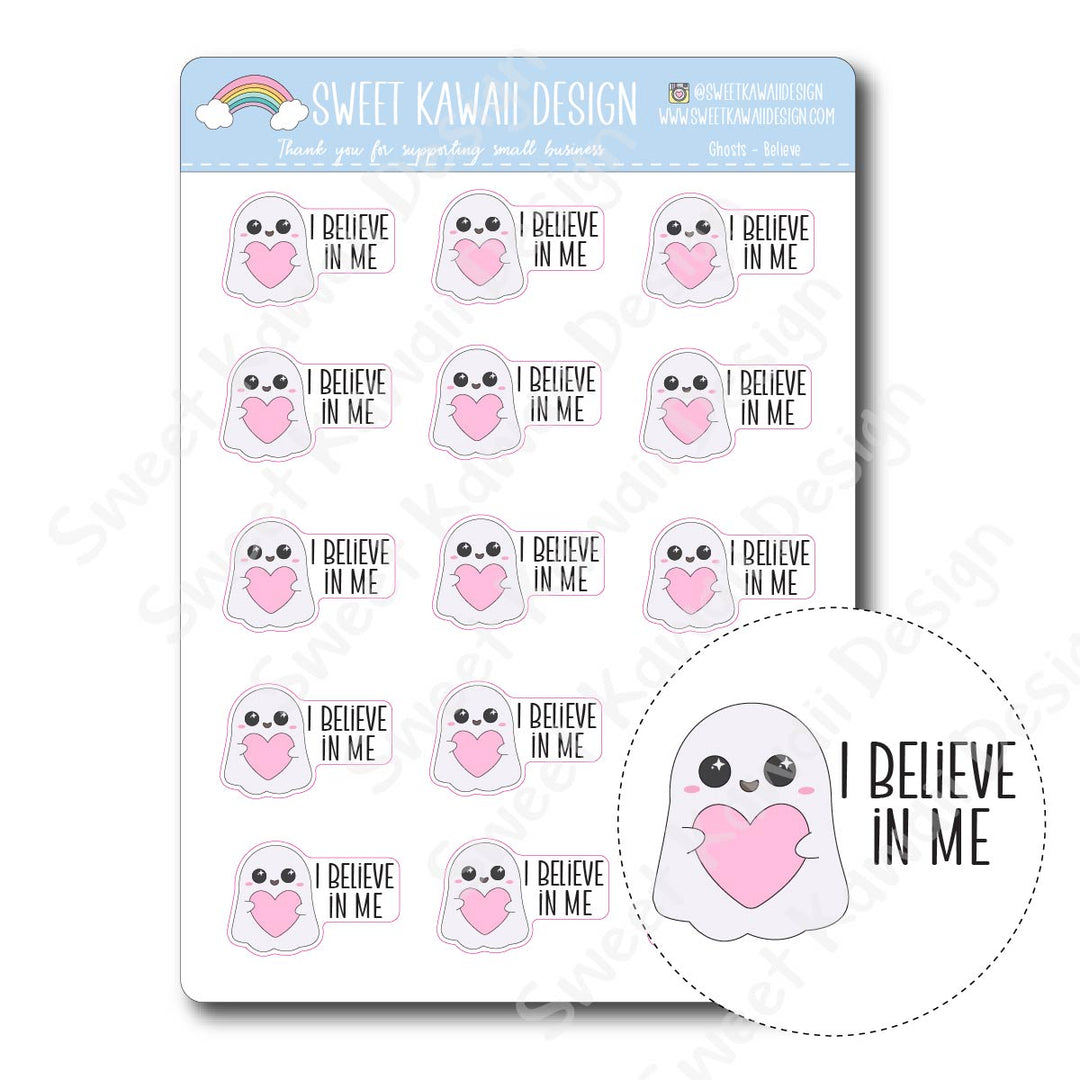 Kawaii Ghost Stickers - Believe