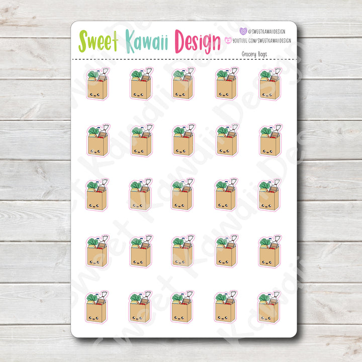 Kawaii Grocery Bag Stickers