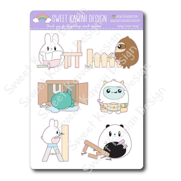 Kawaii Handy Critters (Large) Stickers
