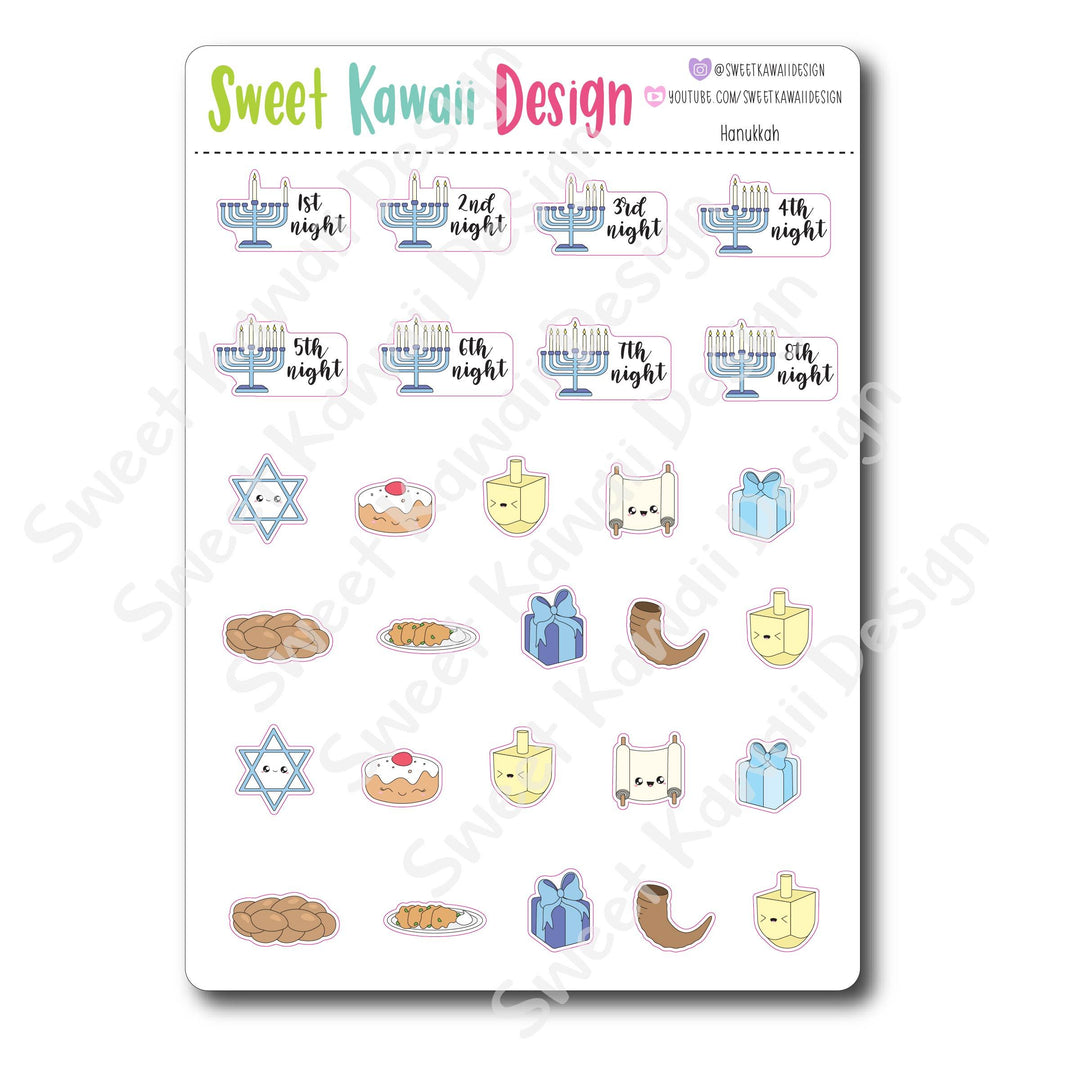 Kawaii Hanukkah Stickers