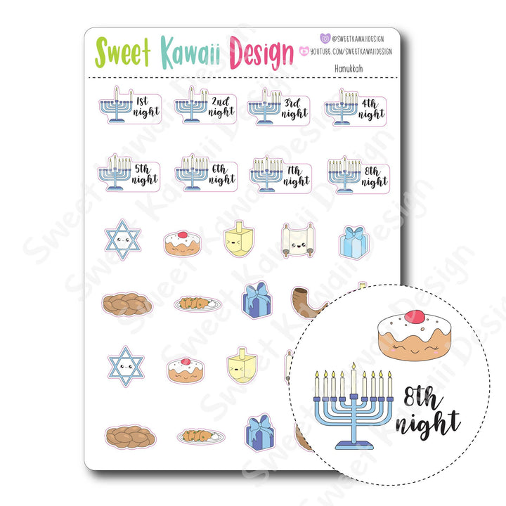 Kawaii Hanukkah Stickers