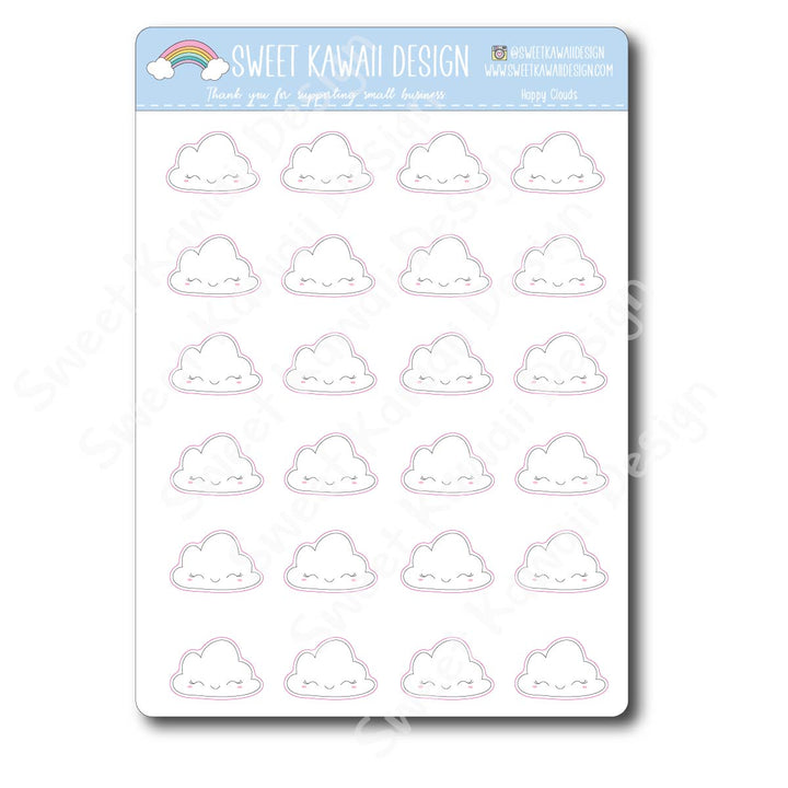 Kawaii Happy Clouds Stickers