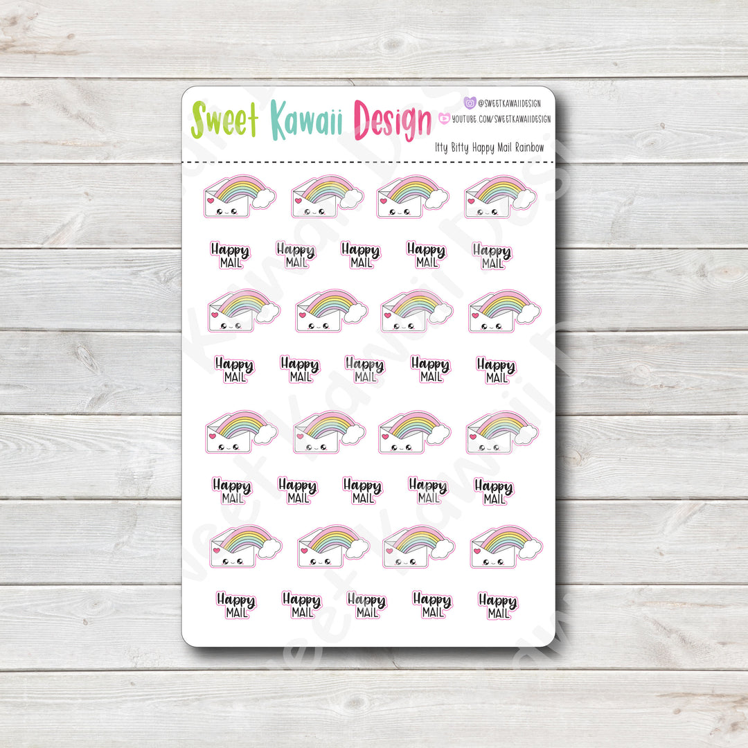 Kawaii Happy Mail Stickers - Rainbow