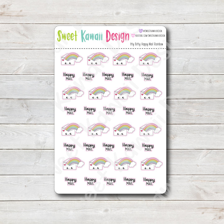 Kawaii Happy Mail Stickers - Rainbow