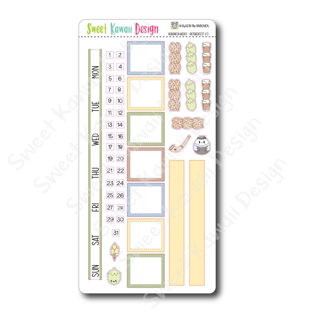 Kawaii Hobonichi Weeks Stickers - Oktoberfest