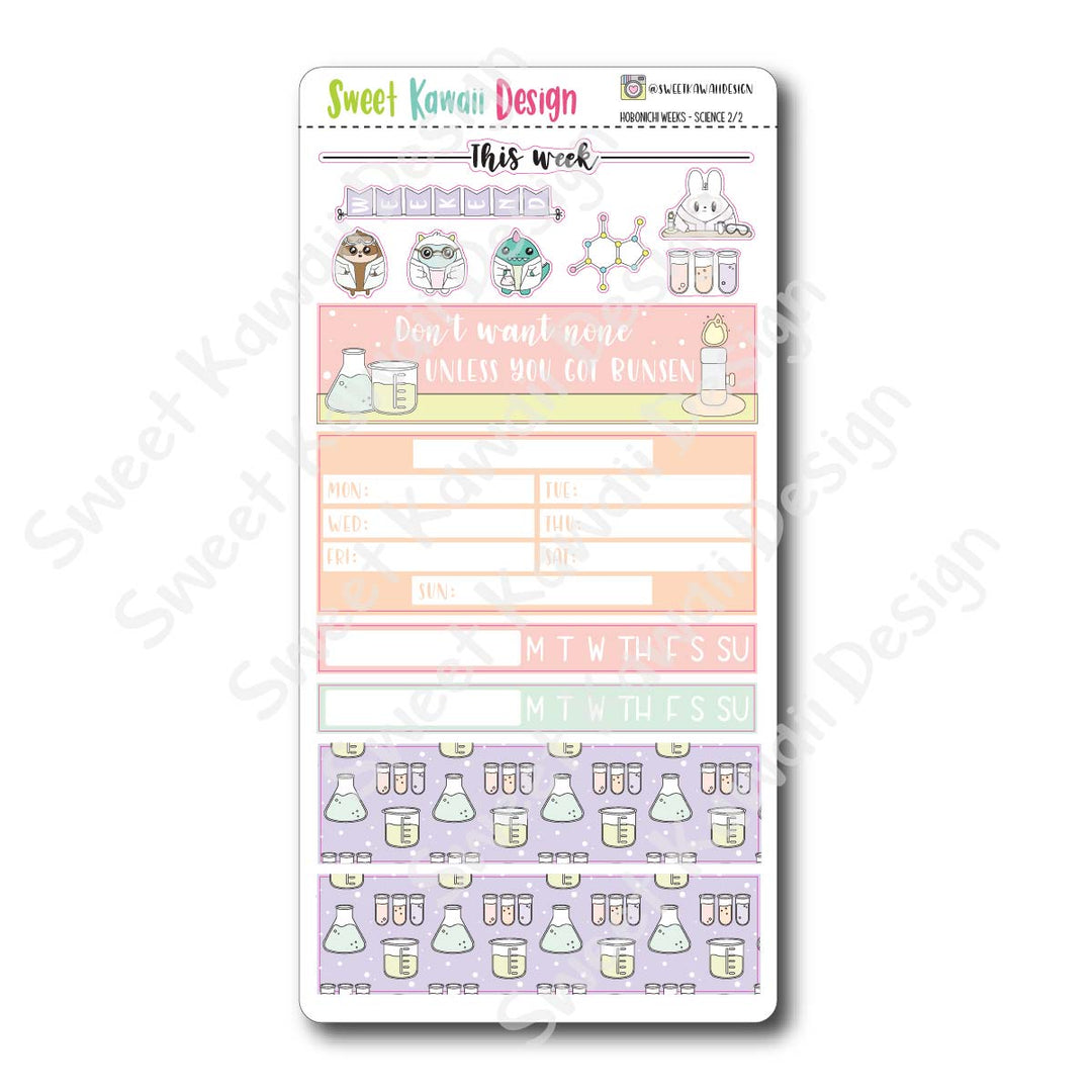 Kawaii Hobonichi Weeks Stickers - Science