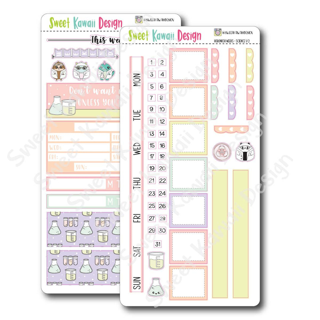 Kawaii Hobonichi Weeks Stickers - Science