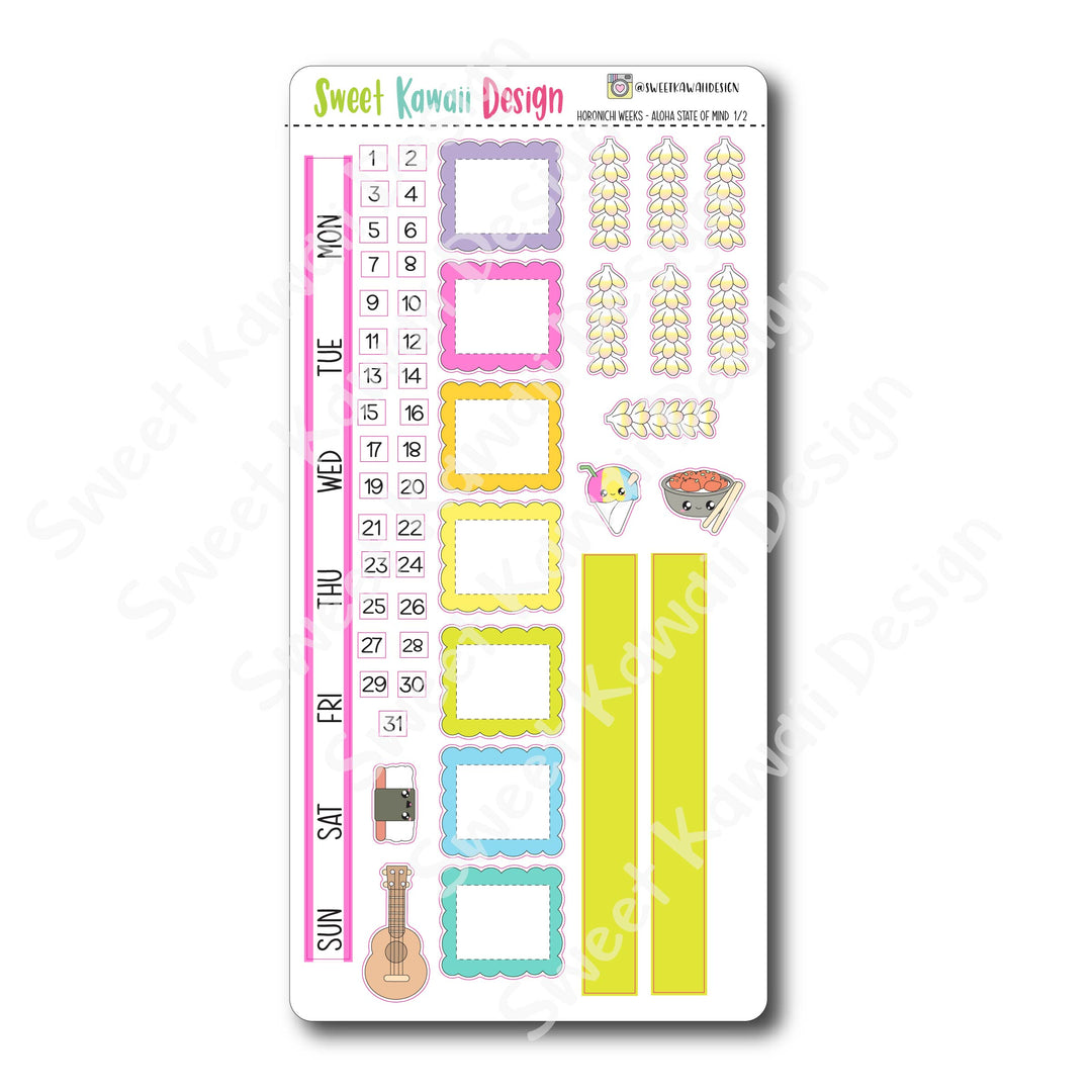 Kawaii Hobonichi Weeks Stickers - Aloha State of Mind