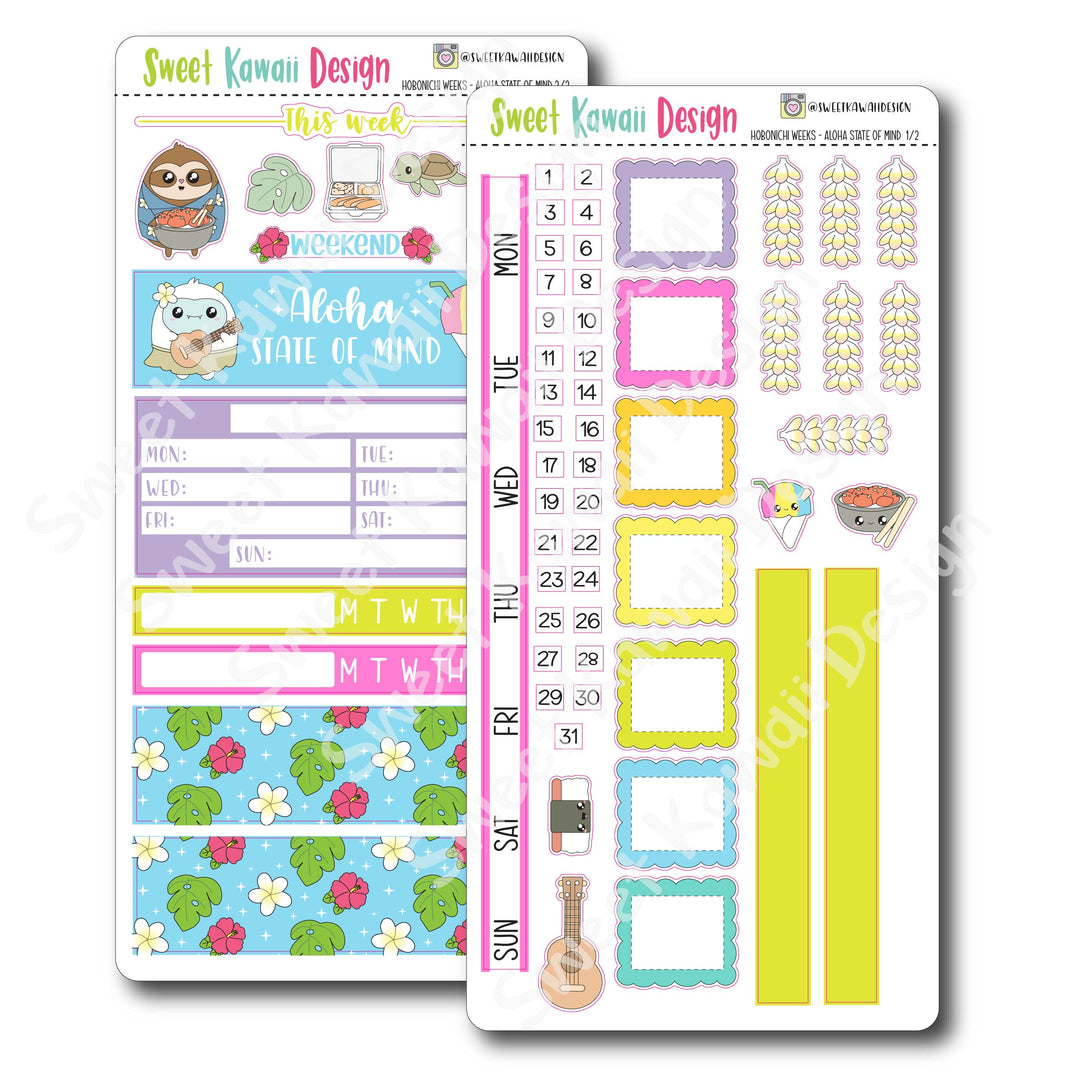 Kawaii Hobonichi Weeks Stickers - Aloha State of Mind