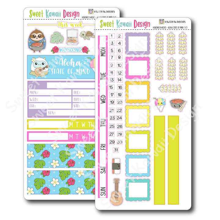 Kawaii Hobonichi Weeks Stickers - Aloha State of Mind