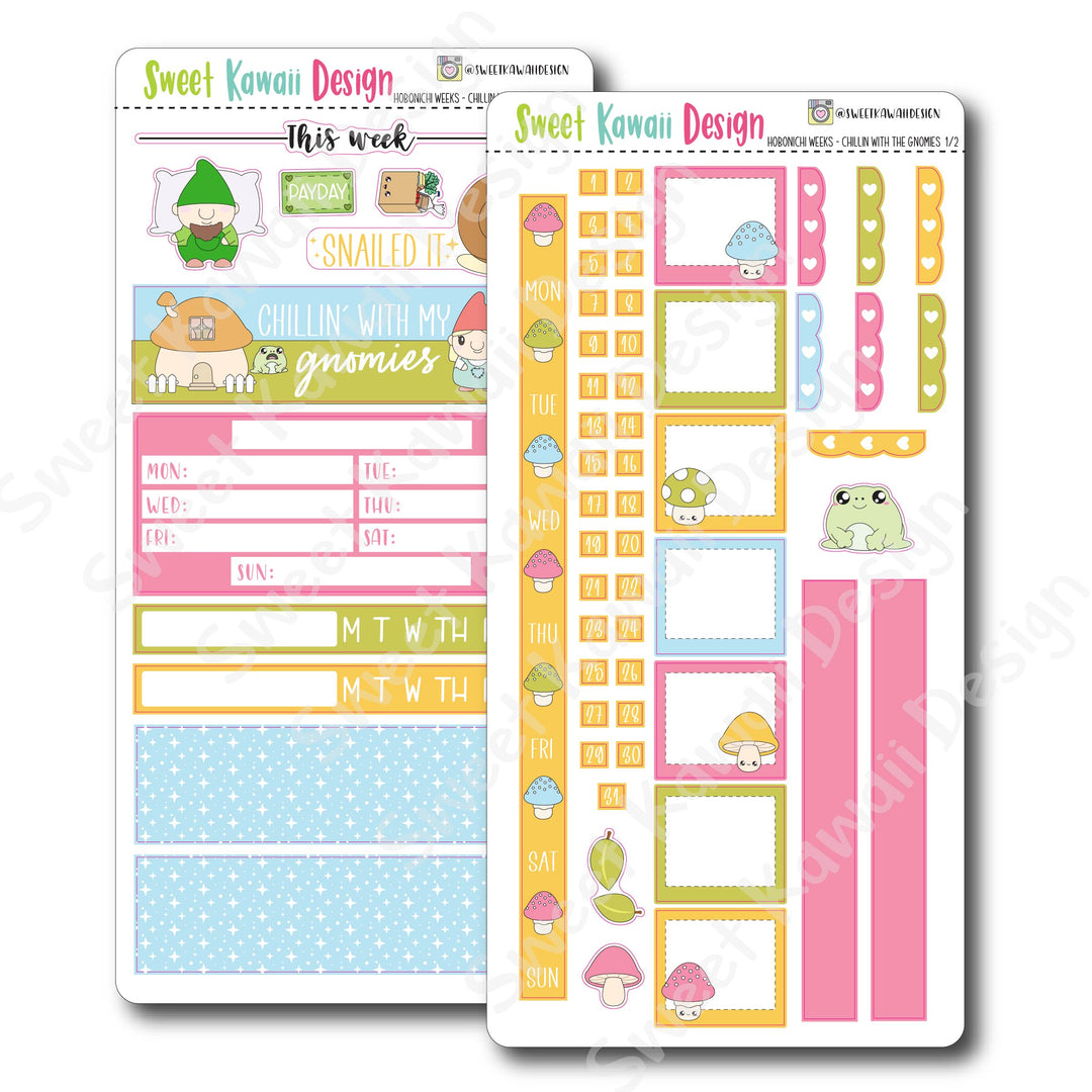 Kawaii Hobonichi Weeks Stickers - Chillin' With The Gnomies