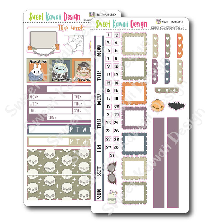 Kawaii Hobonichi Weeks Stickers - Horror Critters