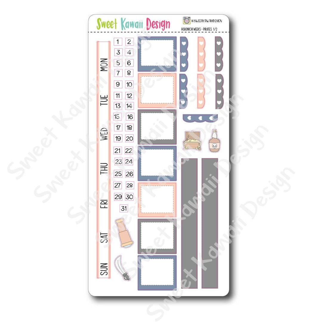 Kawaii Hobonichi Weeks Stickers - Pirates