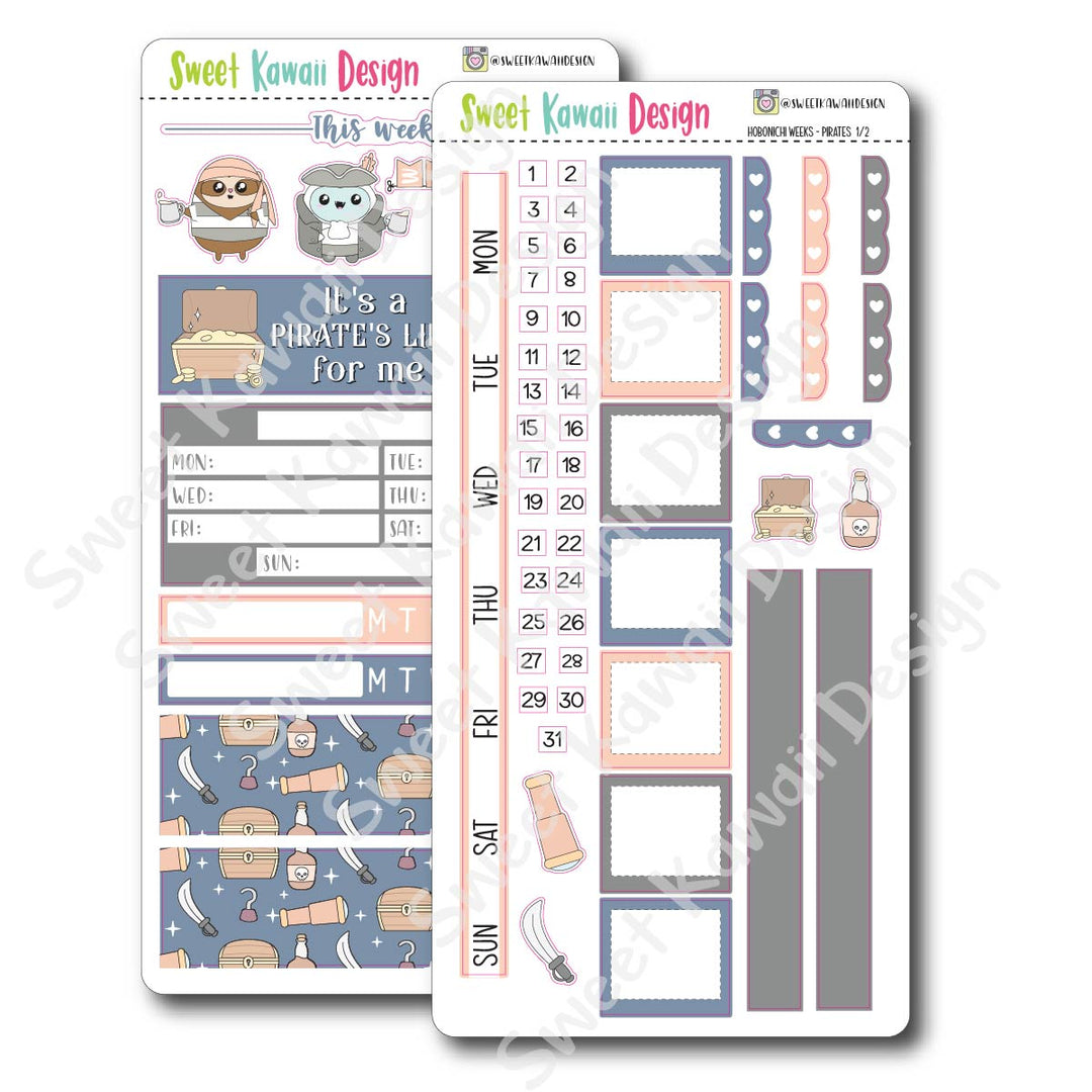 Kawaii Hobonichi Weeks Stickers - Pirates