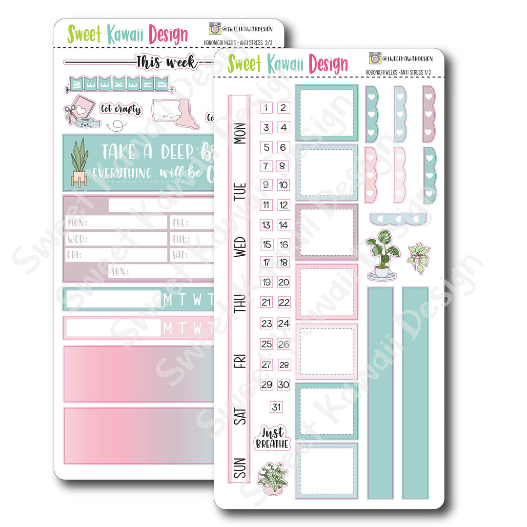 Kawaii Hobonichi Weeks Stickers - Anti Stress