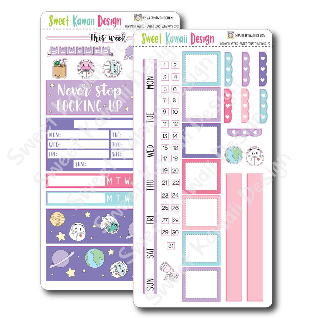 Kawaii Hobonichi Weeks Stickers - Sweet Constellations