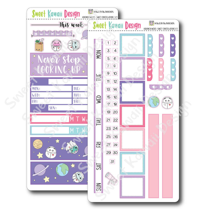 Kawaii Hobonichi Weeks Stickers - Sweet Constellations